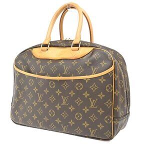 LOUIS VUITTON LV Logo Deauville Hand Bag Monogram Leather Brown 558-082225